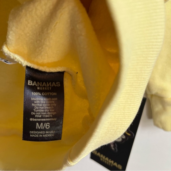 Bananas monkey Kids hoodie Size 6 Youth NWT Yellow. - Picture 8 of 8